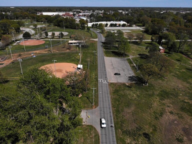 Lincoln Park in Pittsburg, KS home to Kiddieland, Jaycee Ball Park, the Don Gutteridge Sports Complex, Four Oaks Golf and Mini Golf, pickleball court, ponds and J.J. Richards Band Dome.