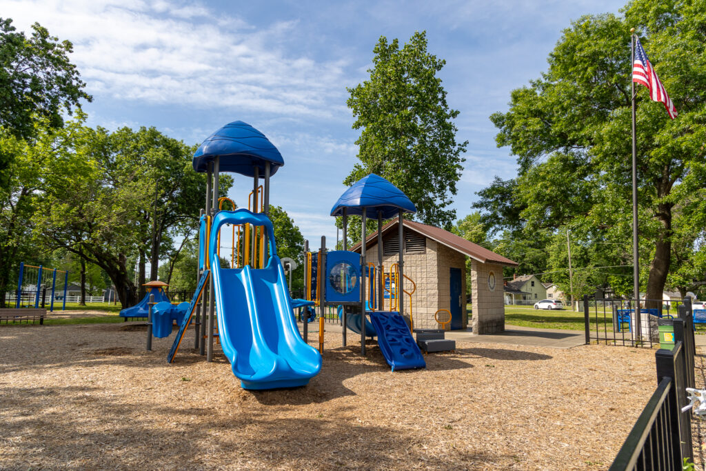 Playground equipment at Rotary Leffler Park in Pittsburg, KS.