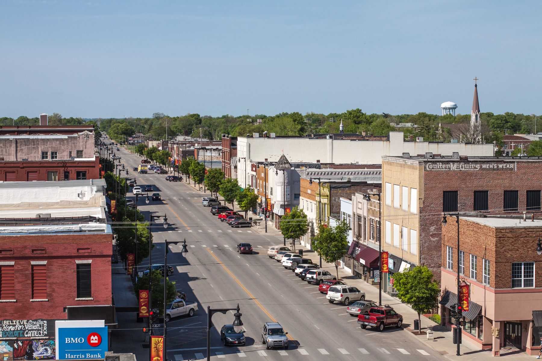 Aerial view of Downtown Pittsburg, KS.