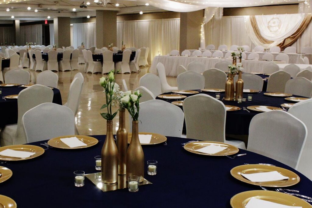 Wedding setup at Memorial Auditorium and Convention Center in Pittsburg, Kansas.