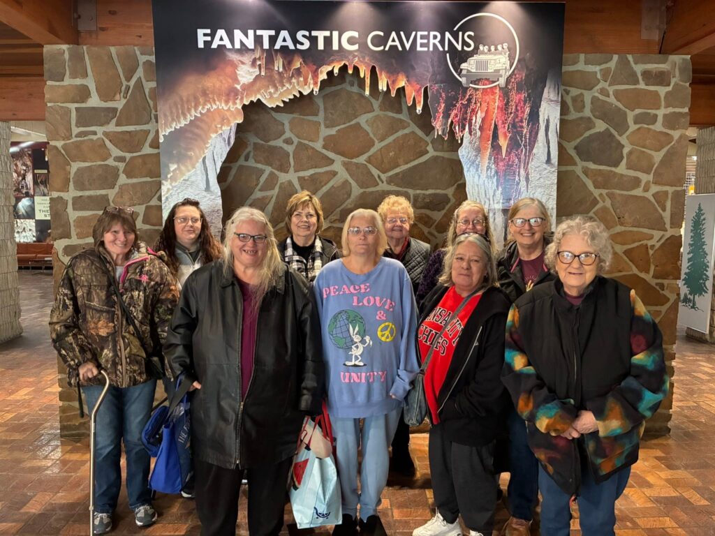 A group of senior citizens from Pittsburg, Kansas travel to the Fantastic Caverns as part of Pittsburg Parks and Recreations Timeless Travelers program.
