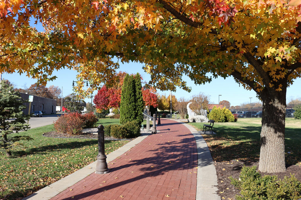 The trail at Immigrant Park in the fall in Pittsburg, Kansas.