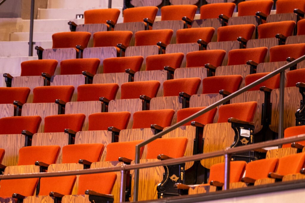Seating at Memorial Auditorium & Convention Center in Pittsburg, Kansas.