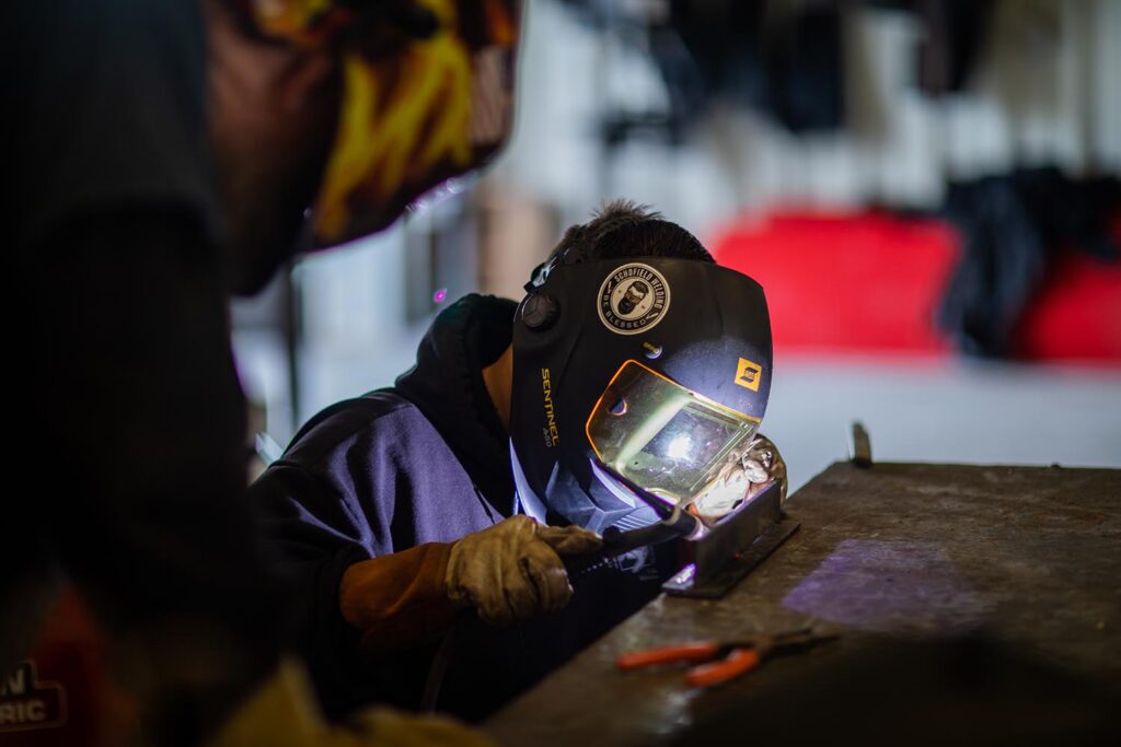 Southeast Kansas Career and Technical Education Center student welding in Pittsburg, KS