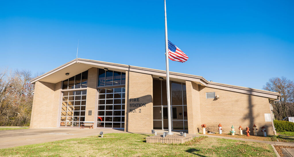 The front of Pittsburg Fire Station 2 in Pittsburg, Kansas