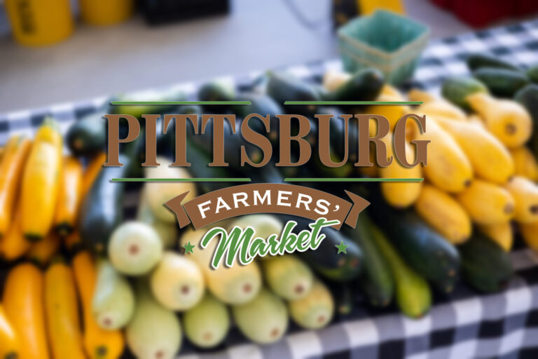 Pittsburg Farmers' Market logo on a photograph of vegetables.